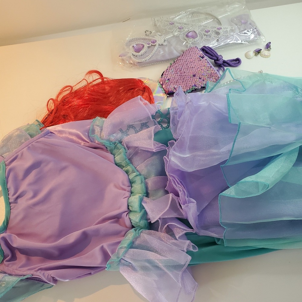 Spooktacular Creations Mermaid Costume Girls Medium 8-10 Purple Teal Red Wig NWT - Picture 5 of 8